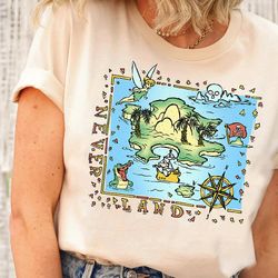 disney peter pan never land map vintage poster tshirt, magic kingdom shirt, walt disney world tee, disneyland family mat