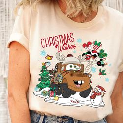 disney pixar cars tow mater vintage christmas wishes portrait shirt, santa tow mater christmas lights shirt, disneyland
