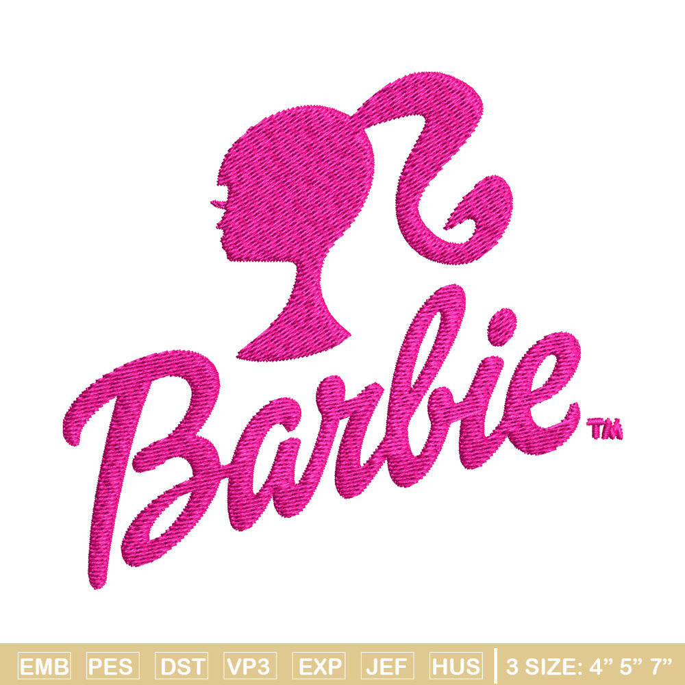 Barbie logo and her Embroidery, Barbie logo and her Embroidery, logo design, Embroidery File, Digital download..jpg