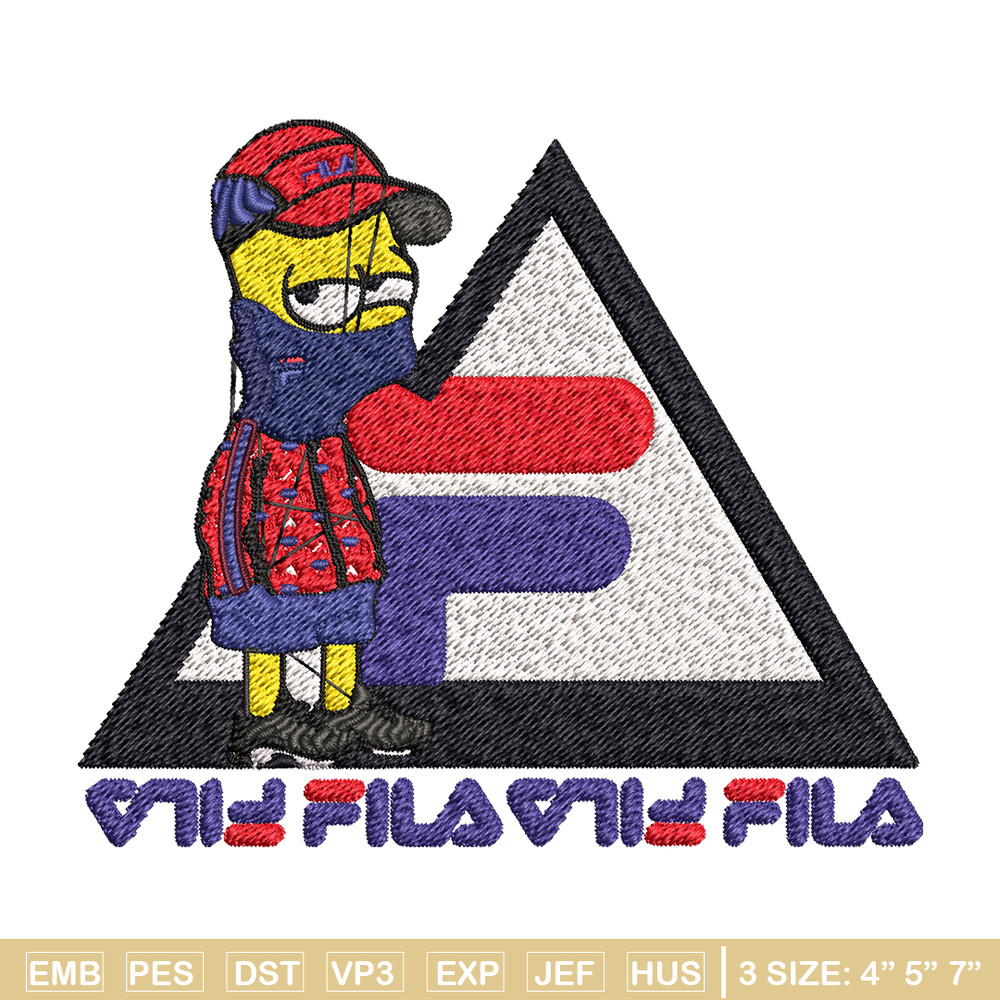 Bart Simpson Fila Embroidery design, Simpson Fila Embroidery, logo design, Embroidery File, Fila logo, Instant download..jpg