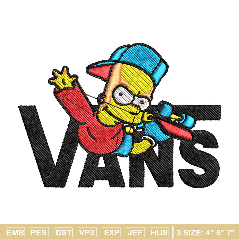 Bart Simpson Vans Embroidery design, Simpson Embroidery, cartoon design, Embroidery File, Digital download..jpg