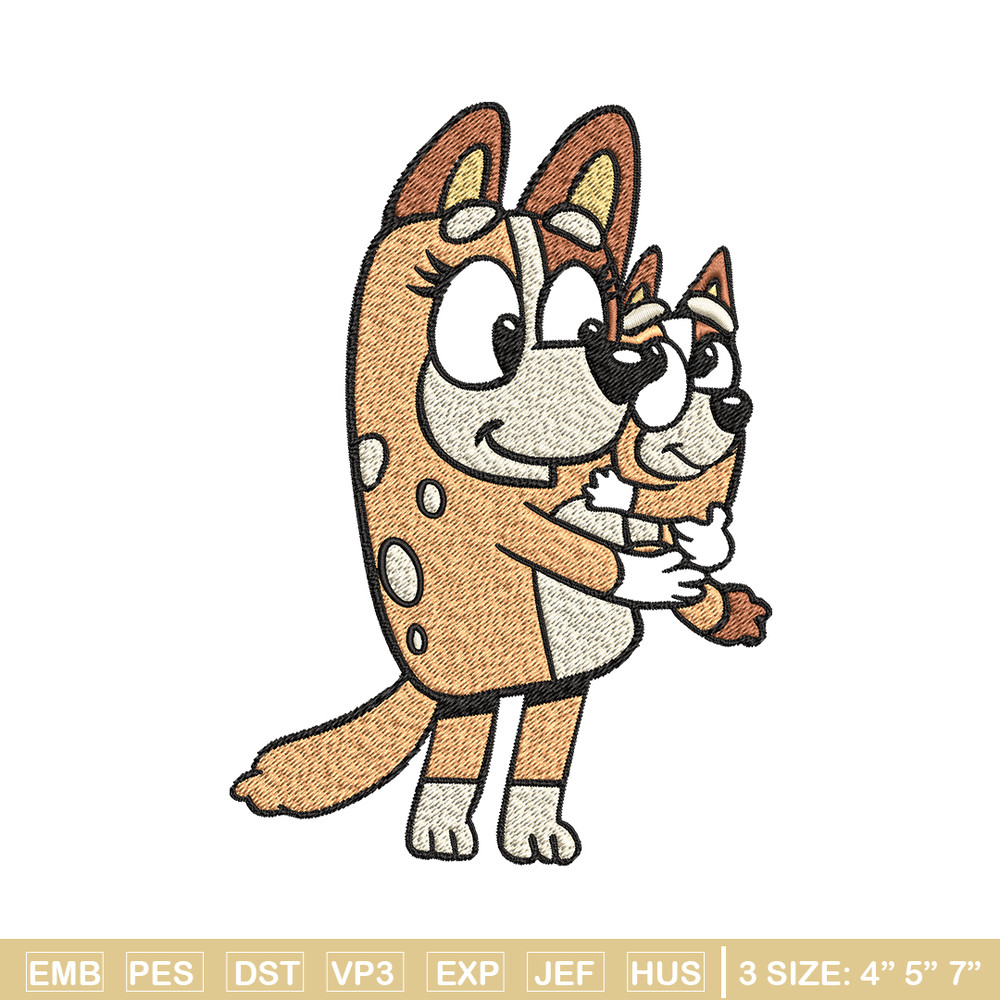 Bingo and her Mum Embroidery, Bluey Embroidery, Embroidery File, cartoon shirt, cartoon design, Digital download..jpg