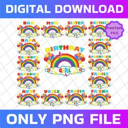 Rainbow Birthday Girl Png Bundle, birthday numbers, Bundle Family Rainbow Birthday Png,Rainbow Birthday Girl Png