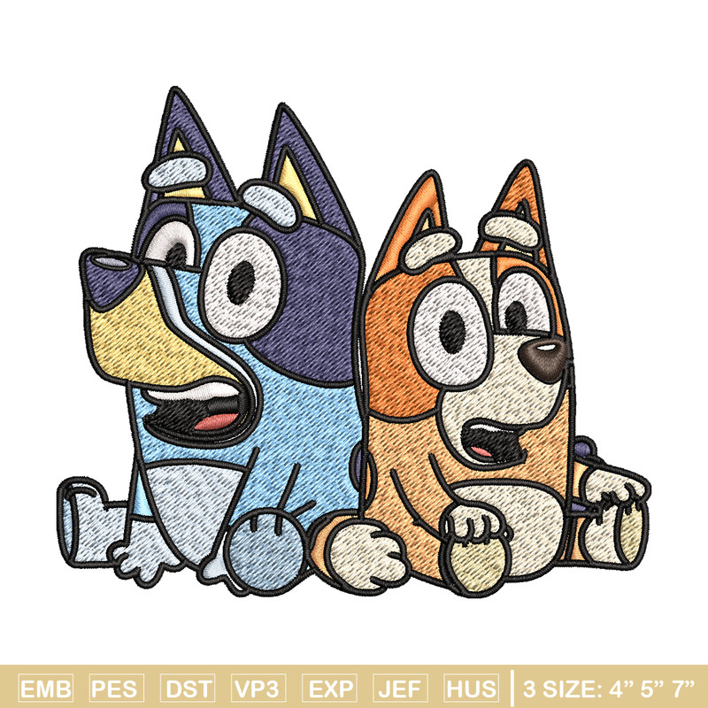 Bluey and Bingo Embroidery, Bluey Embroidery, Embroidery File, cartoon design, cartoon shirt, Digital download..jpg