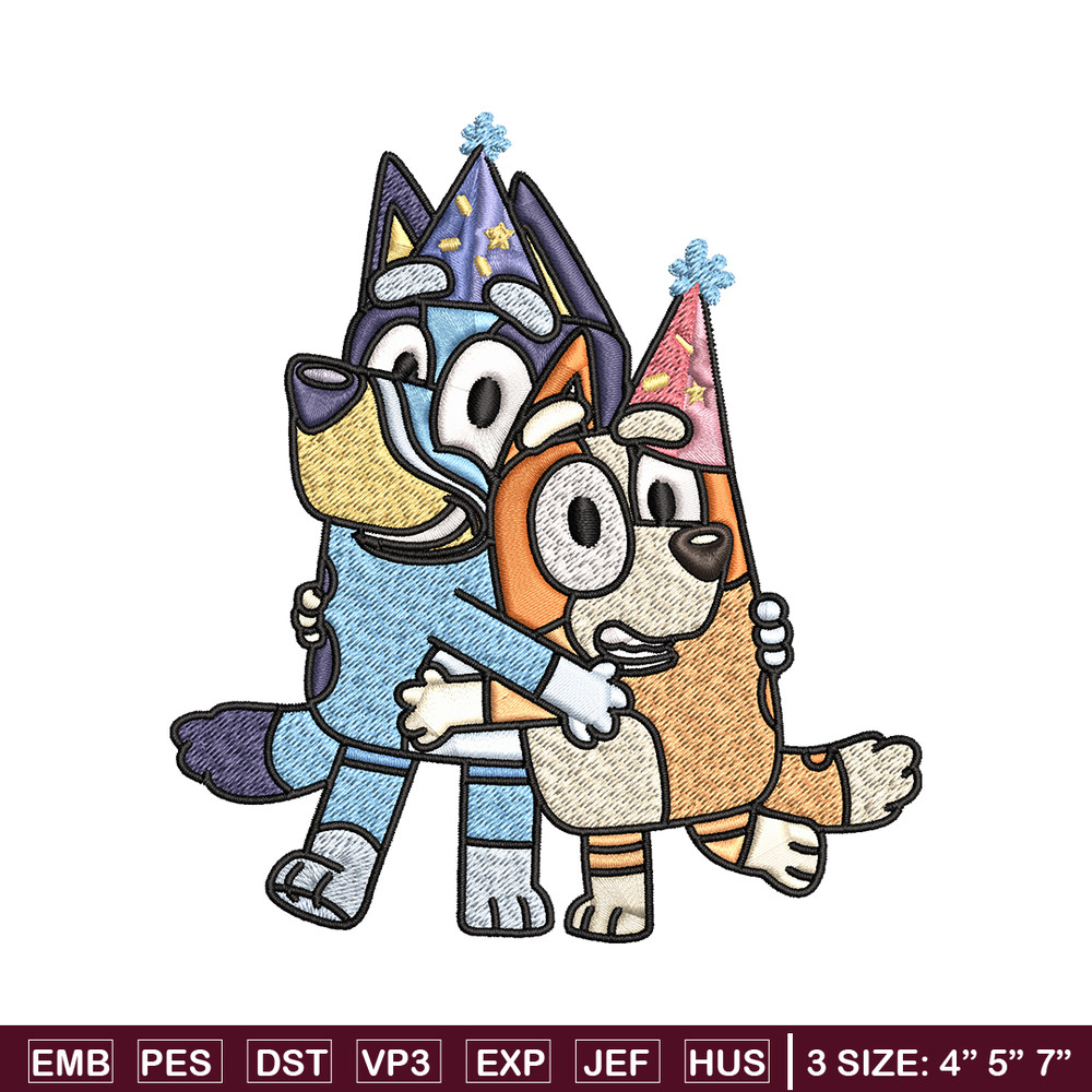 Bluey And Bingo Happy birthday Embroidery, Cartoon Embroidery, Disney Embroidery, Embroidery File, digital download..jpg