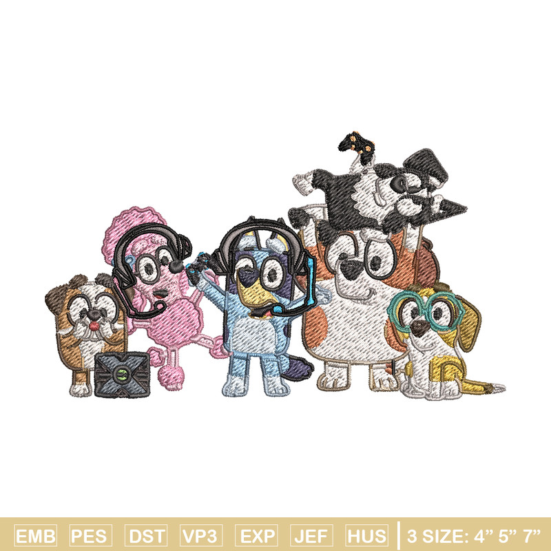 Bluey and Friends Coloring Pages Embroidery, Bluey cartoon Embroidery, Embroidery File, cartoon design, Digital download.jpg