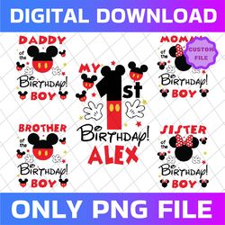 personalized name and age mickey birthday boy svg bundle, mickey minnie birthday svg , birthday boy girl party png