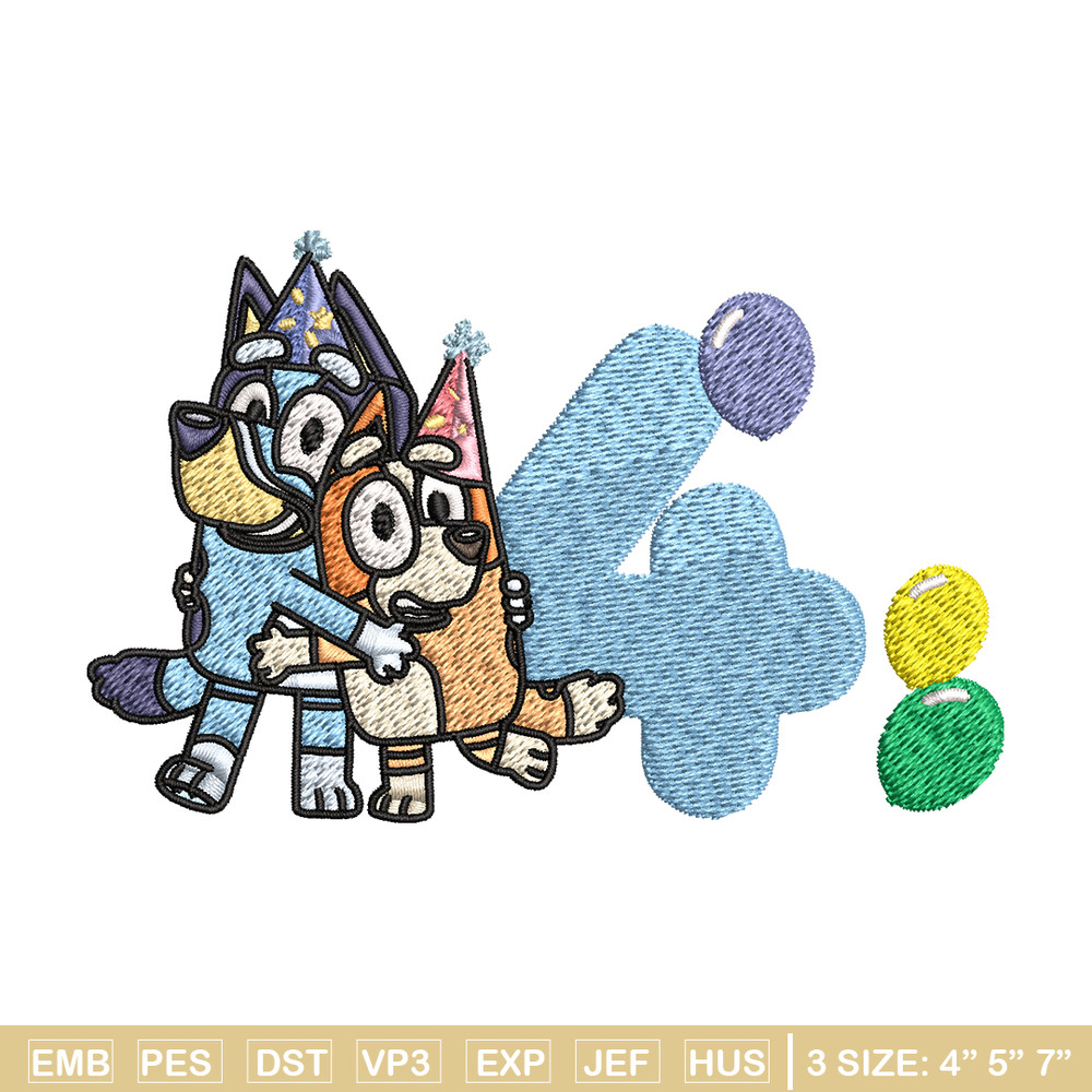 Bluey Bingo 4th Birthday Embroidery, Bluey Cartoon Embroidery, Disney Embroidery, Embroidery File, digital download..jpg
