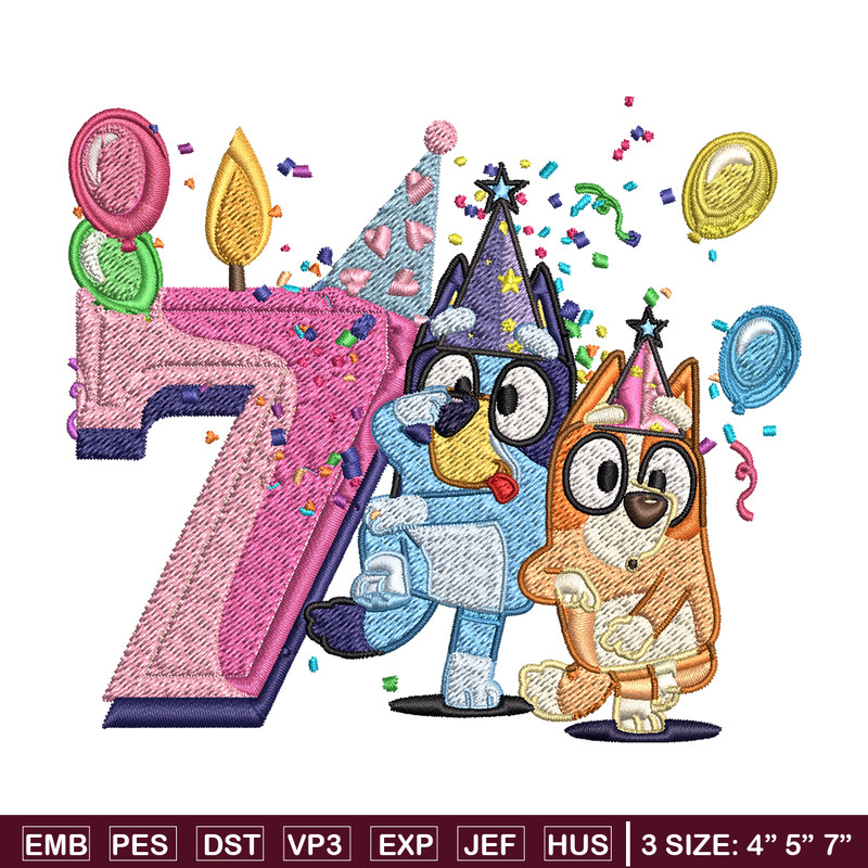 Bluey bingo 7th birthday Embroidery, Bluey birthday Embroidery, Embroidery File, cartoon design, Digital download..jpg