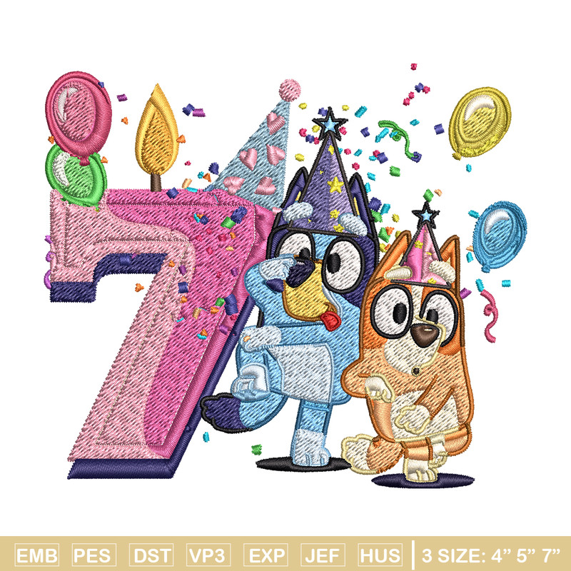 Bluey bingo 7th birthday Embroidery, Bluey birthday Embroidery, Embroidery File, cartoon design, Digital download..jpg