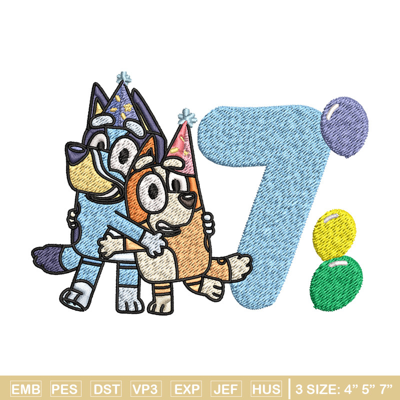 Bluey Bingo 7th Birthday Embroidery, Bluey Cartoon Embroidery, Disney Embroidery, Embroidery File, digital download..jpg