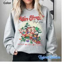 disney mickey and friends main street sleigh ride xmas sweatshirt, main street shirt, christmas disney vacation, disney