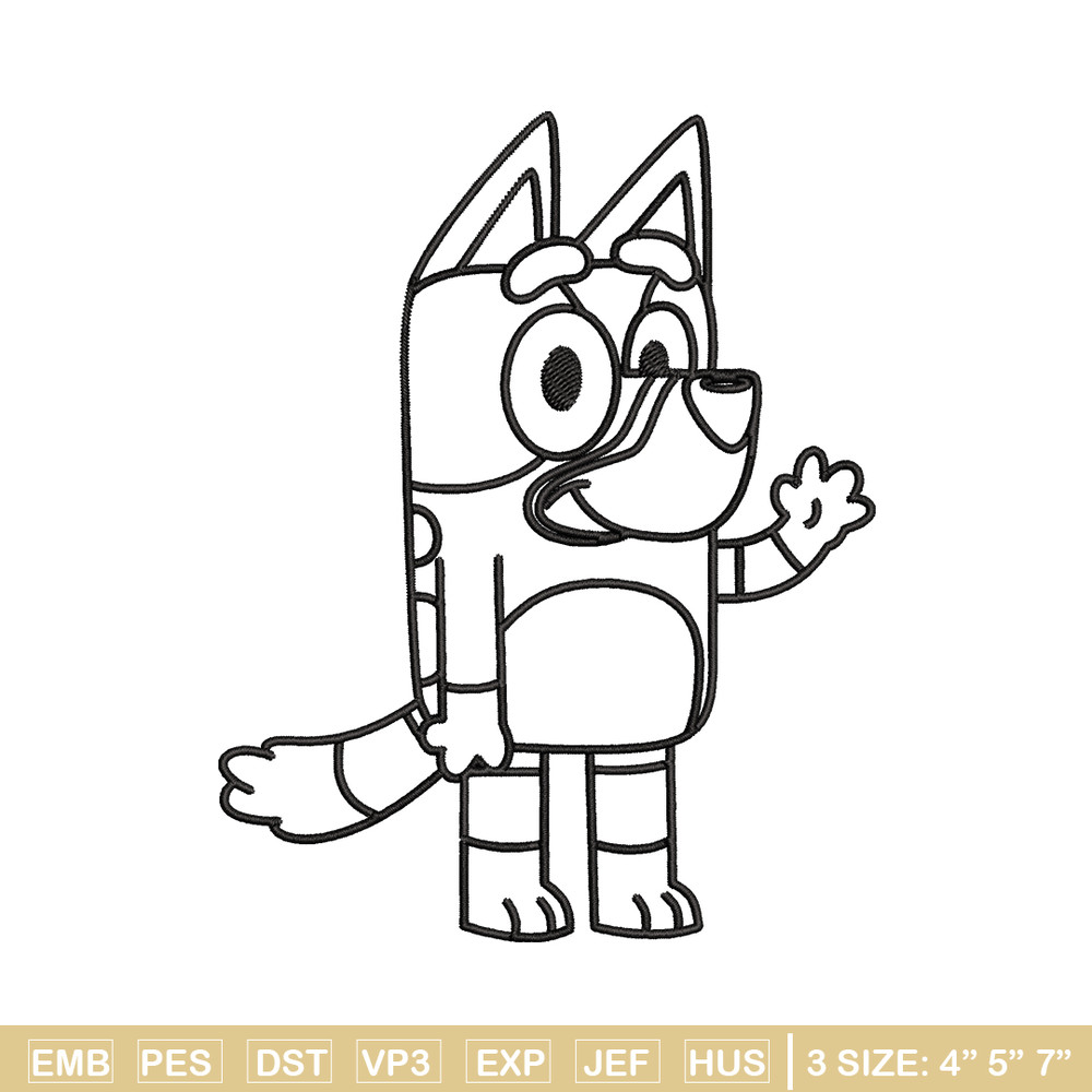 Bluey Coloring Pages Embroidery, Bluey Embroidery, Embroidery File, cartoon design, logo shirt, Digital download..jpg
