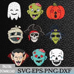 halloween pirate skeleton zombie mummy funny faces svg, eps, png, dxf, digital download