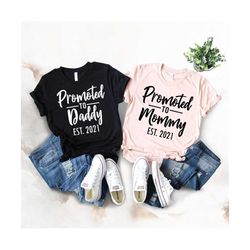promoted to mommy, promoted to daddy shirt, pregnancy announcement shirt, baby reveal shirt, family matching shirt