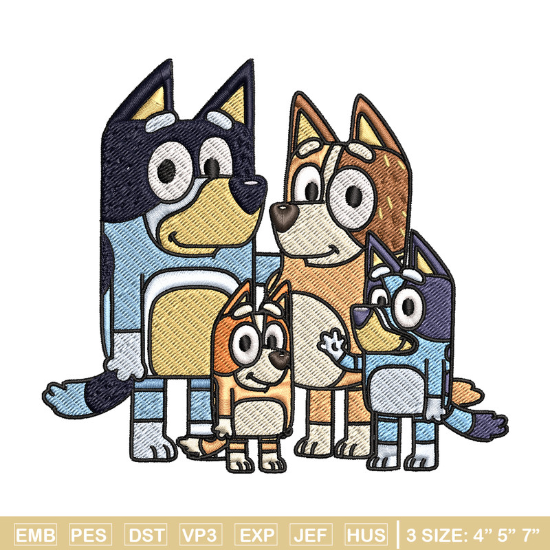 Bluey family embroidery design, Bluey Embroidery, Embroidery File, cartoon design, cartoon shirt, Instant download..jpg