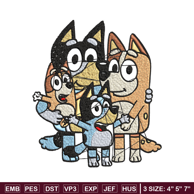Bluey Family Embroidery, Bluey cartoon Embroidery, Embroidery File, cartoon shirt, cartoon design, Digital download..jpg