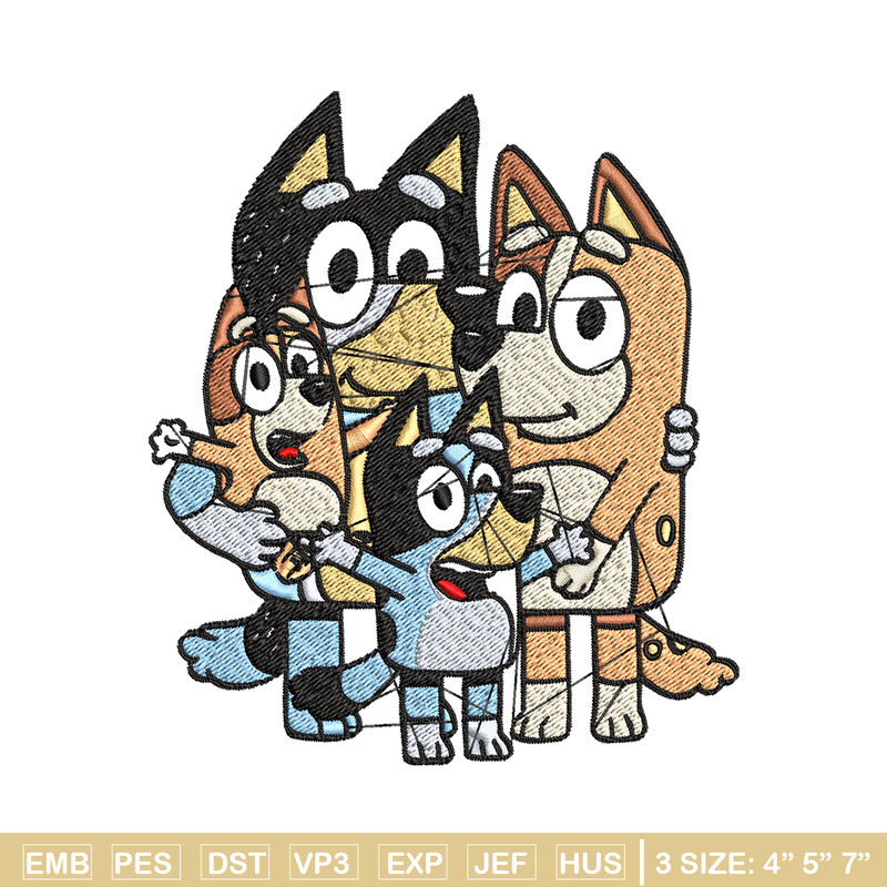 Bluey Family Embroidery, Bluey cartoon Embroidery, Embroidery File, cartoon shirt, cartoon design, Digital download..jpg