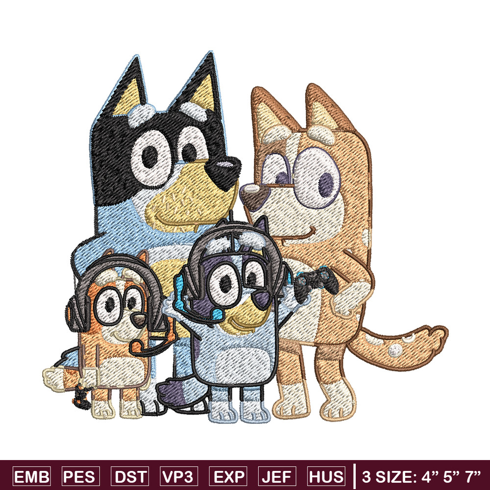 Bluey family Embroidery, Bluey family Embroidery, Embroidery File, cartoon design, logo shirt, Digital download..jpg