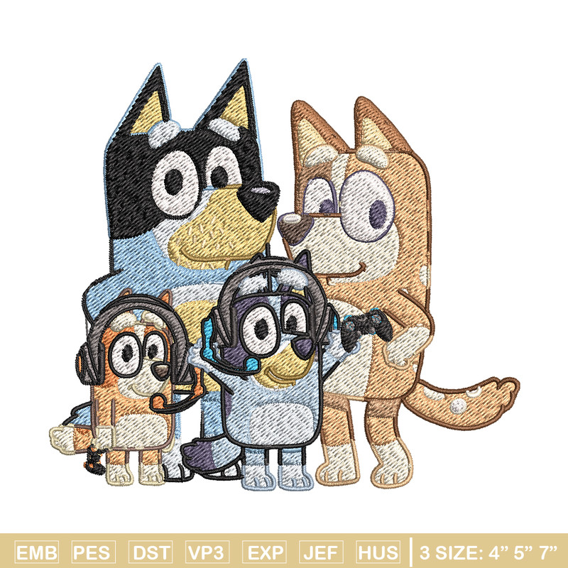 Bluey family Embroidery, Bluey family Embroidery, Embroidery File, cartoon design, logo shirt, Digital download..jpg