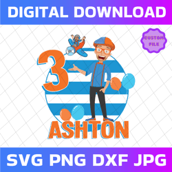 birthday blippi boy svg, boy birthday matching svg, custom name and age birthday svg, family matching boy svg, digital