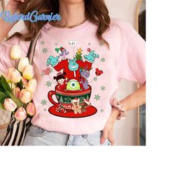 disney monster inc christmas coffee latte drink cup shirt, disneyland christmas holiday vacation trip, mike wazowski, bo