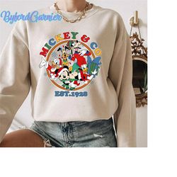 retro mickey and co sweatshirt, mickey and friends christmas shirt, mickey's very merry christmas party shirt, disneylan
