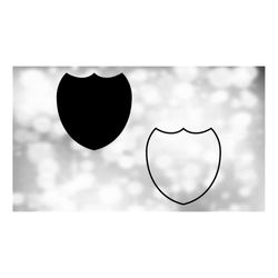 shape clipart: black solid/outline shield or official badge for police, fire, f.b.i., c.i.a., and more - digital downloa