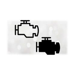 car/automotive clipart: simple easy hand drawn black icon for engine block or 'check engine' warning light - digital dow