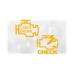 car/automotive clipart: simple easy hand drawn yellow icons for engine block or 'check engine' warning lights - digital
