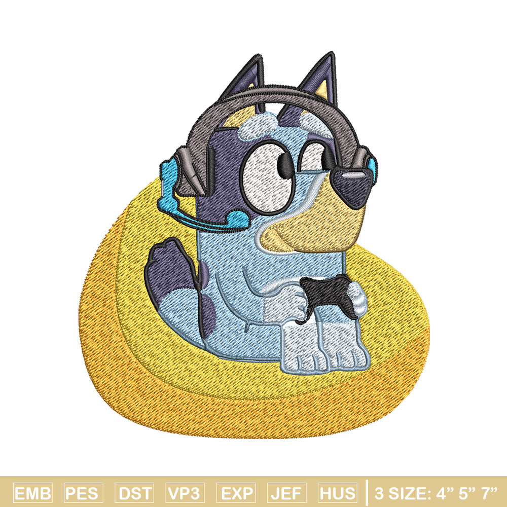 Bluey headphones Embroidery, Bluey cartoon Embroidery, Embroidery File, cartoon design, logo shirt, Digital download.jpg