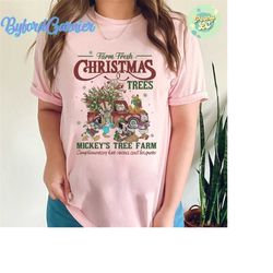 vintage disney farm fresh sweatshirt, mickey's tree farm shirt, christmas disney family, mickey and friends christmas sh
