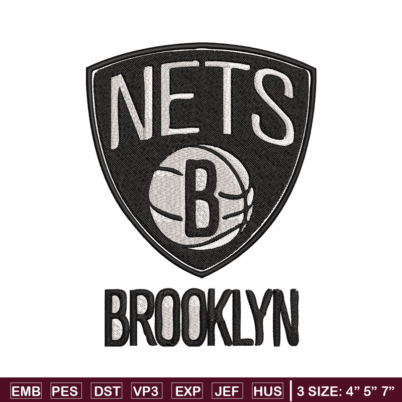 Brooklyn Nets Embroidery Design, Logo Embroidery, NBA Embroidery, Embroidery File, Logo shirt, Digital download.jpg