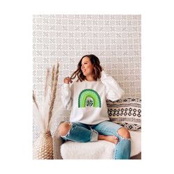 lucky shamrock rainbow, st patrick's day rainbow sweatshirt, shamrock sweater, irish sweatshirt
