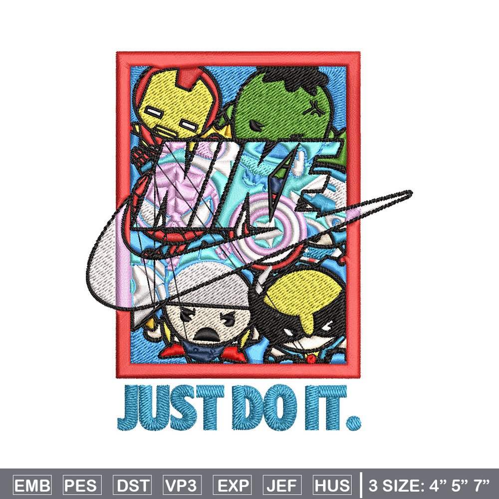 Avengers cartoon Nike Embroidery design, Avengers cartoon Embroidery, Nike design, Embroidery file, Instant download..jpg