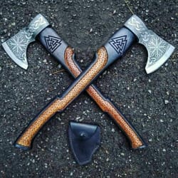 custom handmade carbon steel viking axe valhalla axe throwing norse with sheath