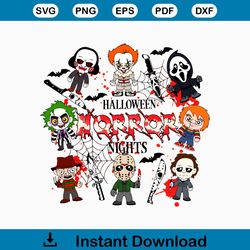 Halloween Horror Nights Chibi Characters SVG Digital File