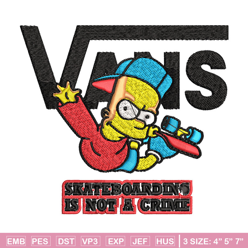 Bart Simpson Vans Embroidery design, Simpson Embroidery, cartoon design, Embroidery File, Instant download..jpg
