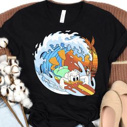 disney mickey and friends donald duck surfing tshirt, cute donald duck shirt, magic kingdom shirt, wdw disneyland family