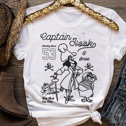 disney peter pan captain hook and mr smee outline sketch ,disney family matching shirt, walt disney world shirt, disneyl