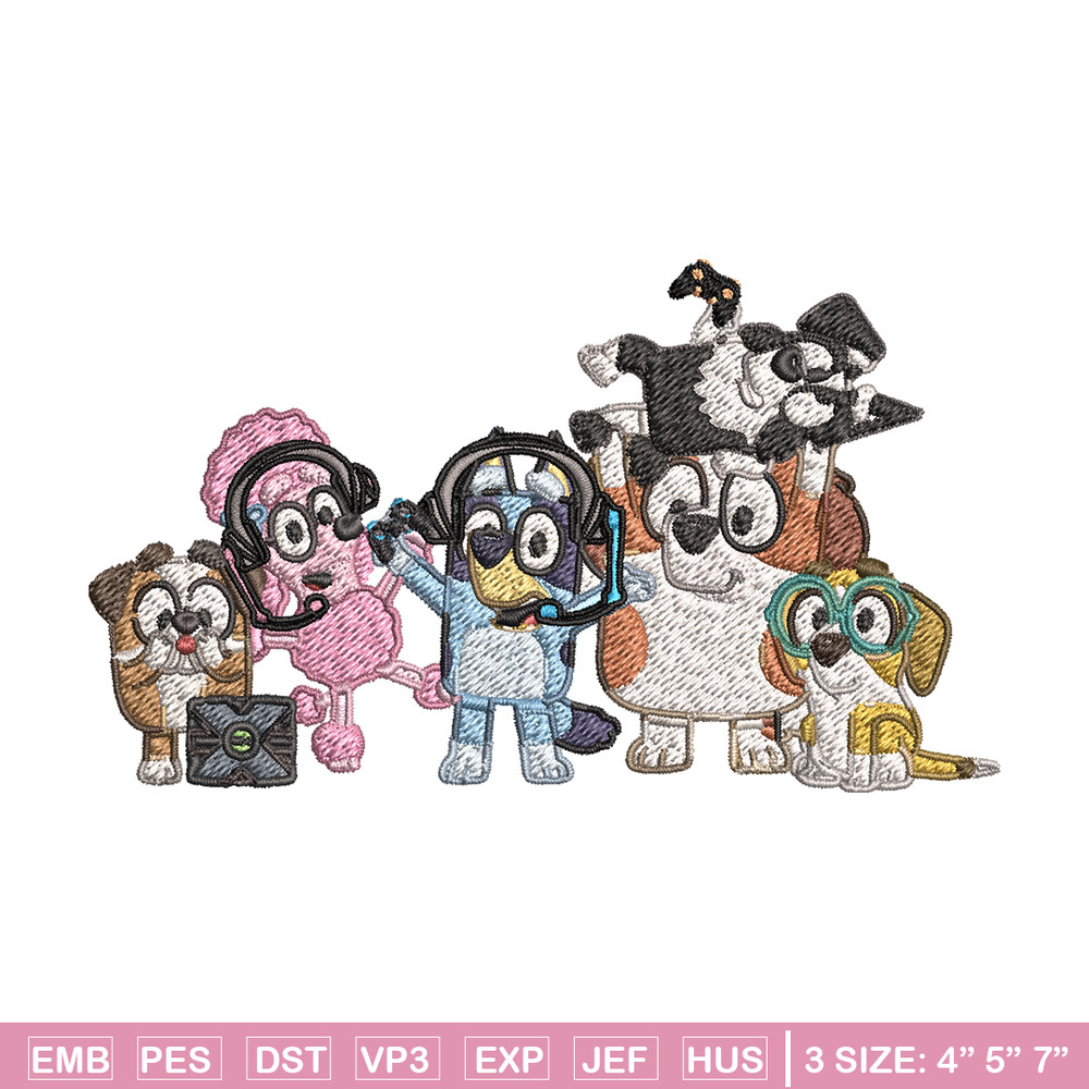 Bluey and Friends Coloring Pages Embroidery, Bluey cartoon Embroidery, Embroidery File, cartoon design, Digital download.jpg