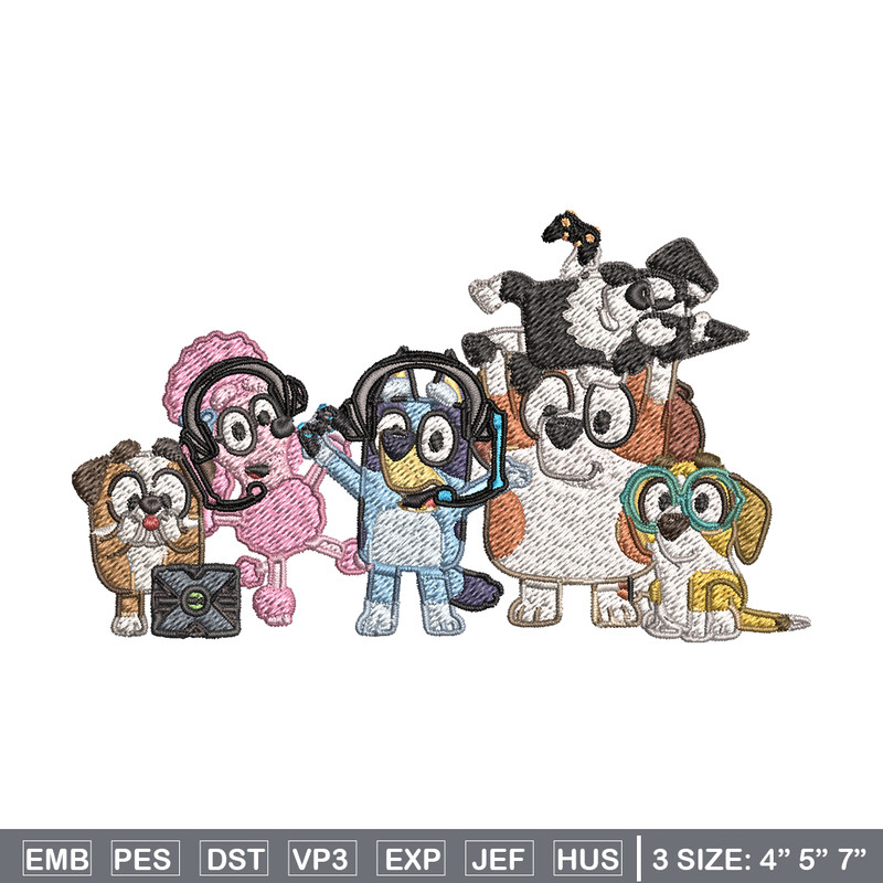 Bluey and Friends Coloring Pages Embroidery, Bluey cartoon Embroidery, Embroidery File, cartoon design, Digital download.jpg