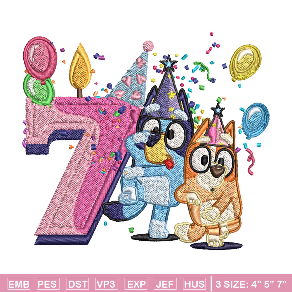 Bluey bingo 7th birthday Embroidery, Bluey birthday Embroidery, Embroidery File, cartoon design, Digital download..jpg