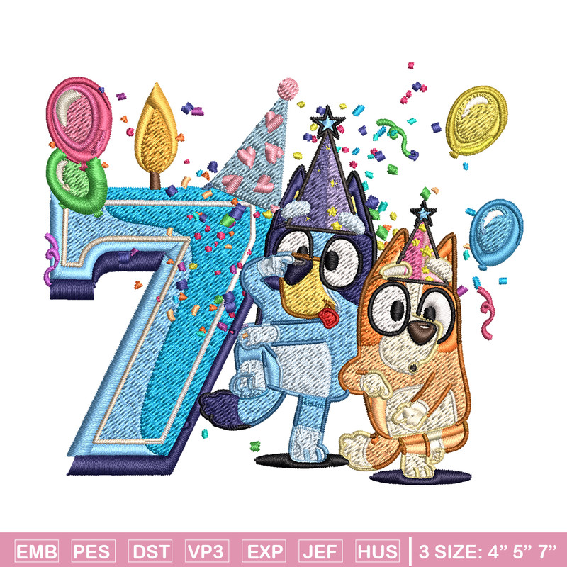 Bluey bingo 7th birthday Embroidery, Bluey birthday Embroidery, Embroidery File, cartoon design, Instant download..jpg