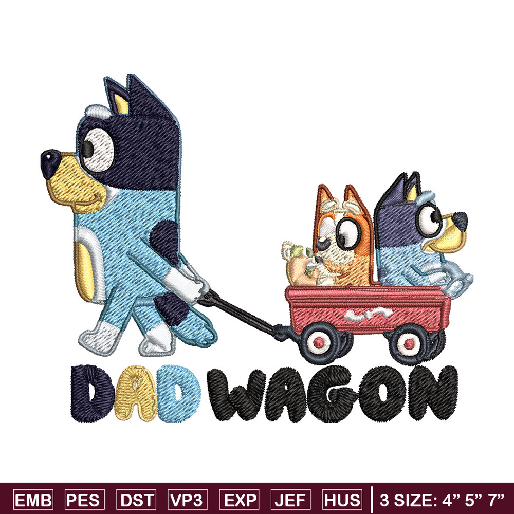 Dad wegon bluey Embroidery, Bluey cartoon Embroidery, Embroidery File, cartoon design, cartoon shirt, Digital download..jpg