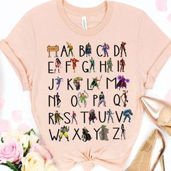 marvel and dc alphabet characters from a to z shirt, disney teacher tshirt, marvel teacher appreciation, disney kinderga