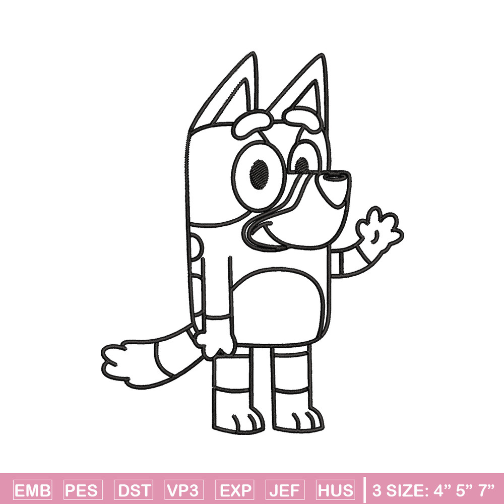 Bluey Coloring Pages Embroidery, Bluey Embroidery, Embroidery File, cartoon design, logo shirt, Digital download..jpg