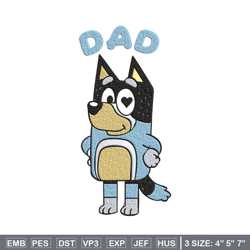Bluey Dad Embroidery, Bandit Heeler Embroidery, Embroidery File, cartoon design, cartoon shirt, Digital download..jpg