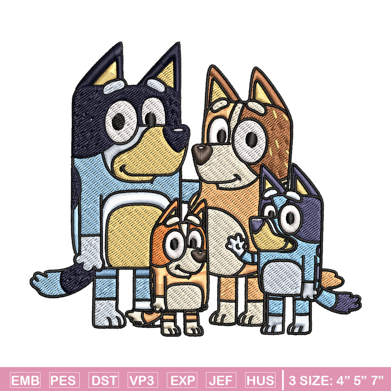Bluey family embroidery design, Bluey Embroidery, Embroidery File, cartoon design, cartoon shirt, Instant download..jpg