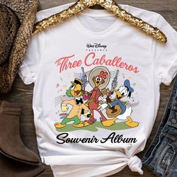 the three caballeros souvenir album donald duck jose carioca panchito pistoles tshirt , disneyland family matching shirt